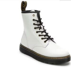 Dr. Martens Zavala Combat Boots White Black Laces Women’s Size 8